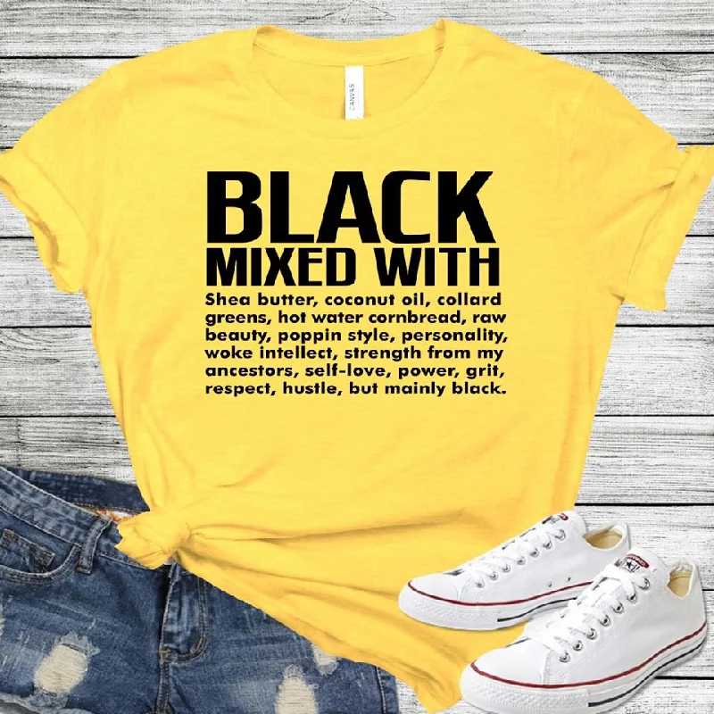 Black Mixed w/ Black Printed T- Shirt