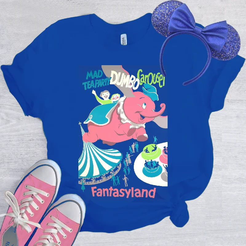 Dumbo Fantasyland Vintage Ride Poster Unisex Kids, Adults T-Shirt