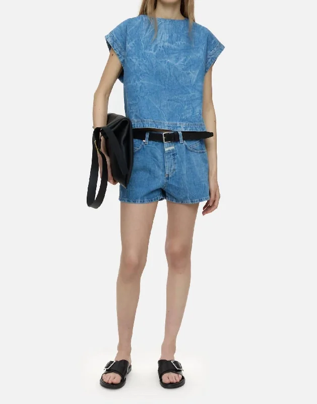 Klaire Denim Shorts In Mid Blue