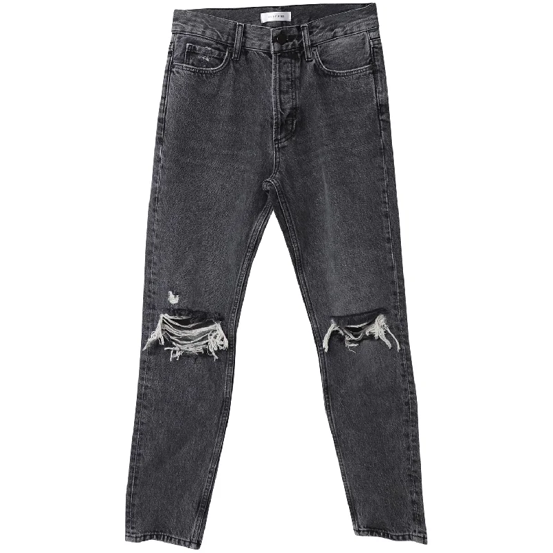 Anine Bing Distressed Cropped Jeans in Grey Cotton