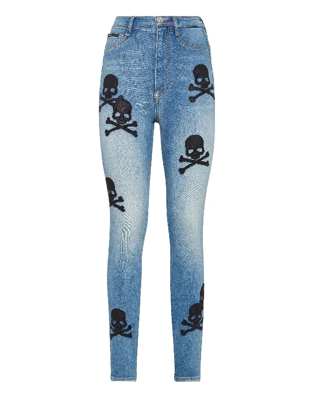 Denim Super High Waist Jegging Skull