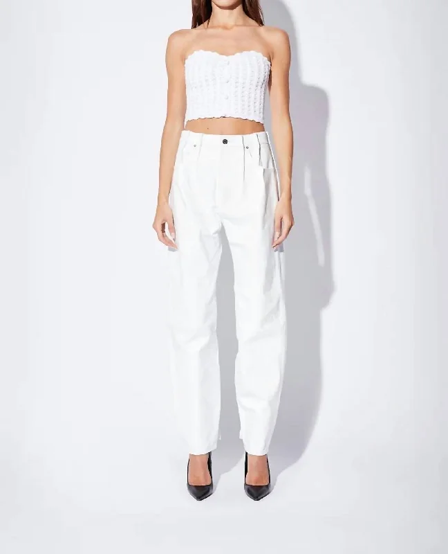 Ele Pant In White Crinkle