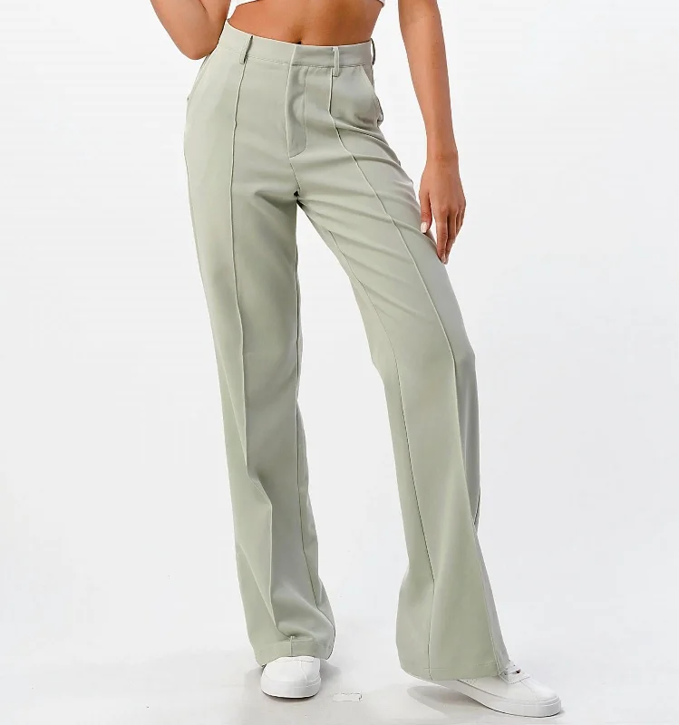 Front Seam Wide Leg Pants In Sage