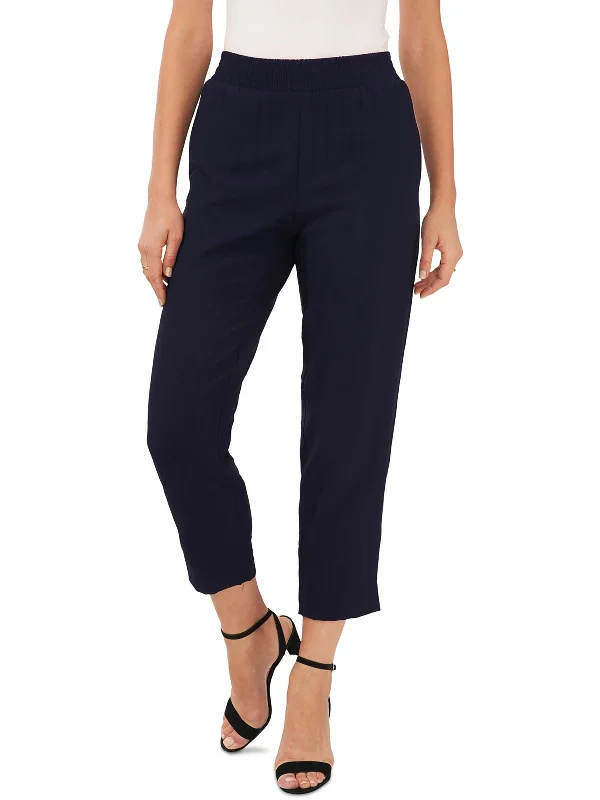 Womens High Rise Cropped Straight Leg Pants