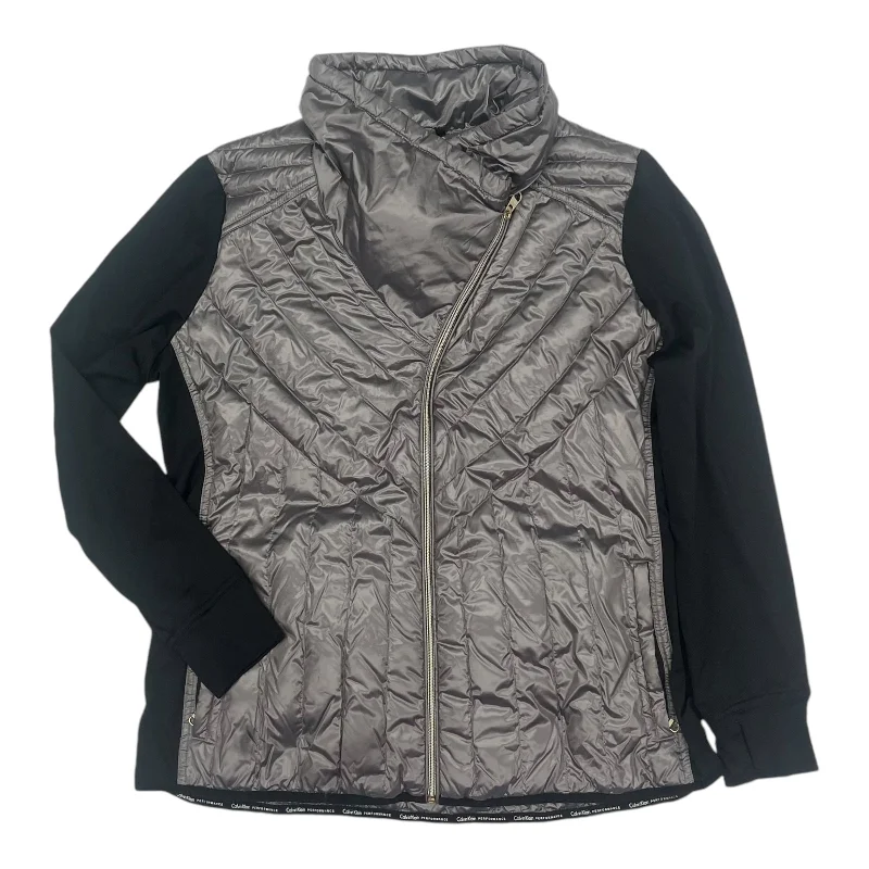 Jacket Puffer & Quilted By Calvin Klein In Silver, Size:1X