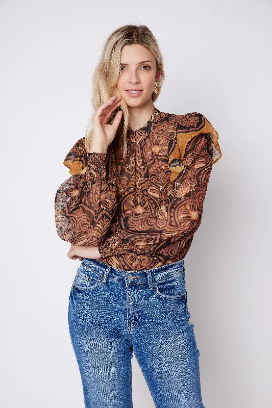 Bowen Printed Ruffle Sleeve Blouse