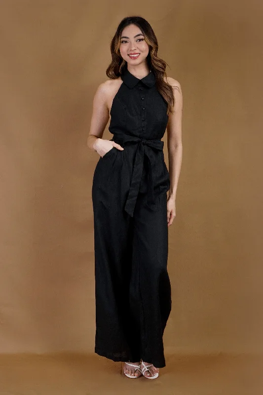 Black Linen Halter Jumpsuit