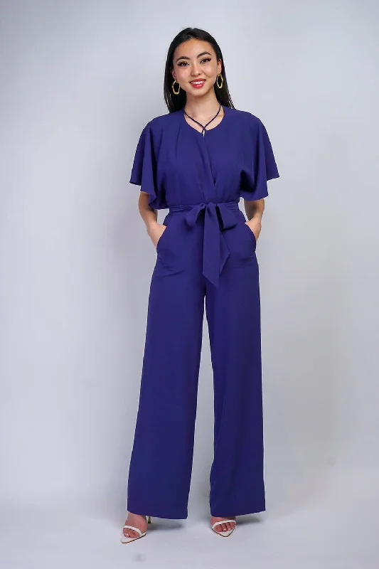 Bluebonnet Pleated Wrap Necee Jumpsuit in