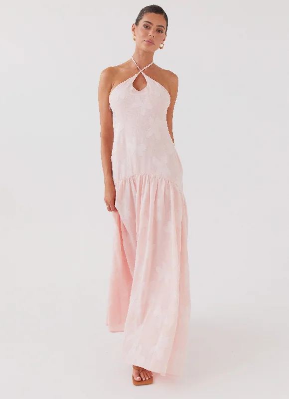 Blushed Cross Neckline Maxi Dress - Pink Petal