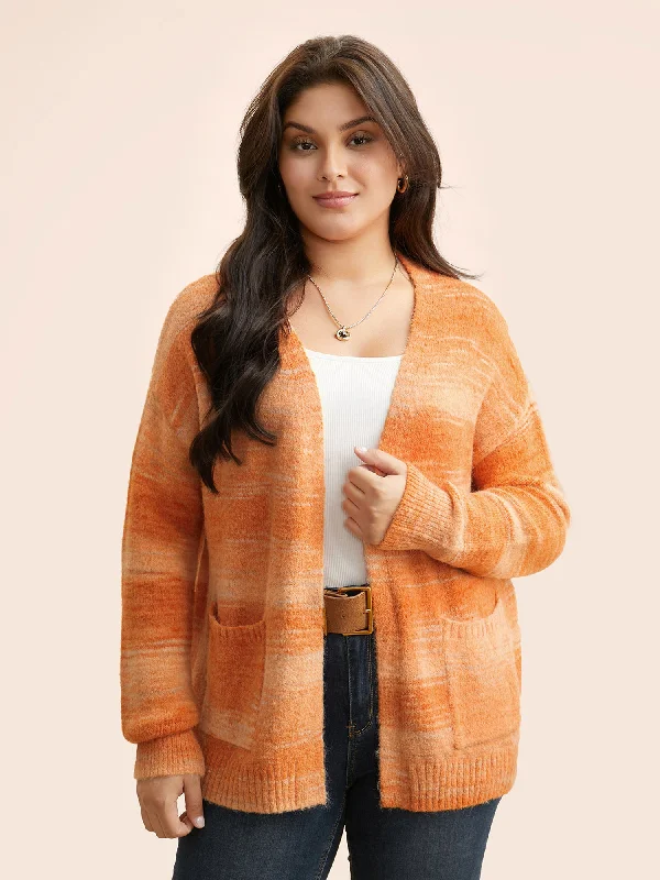 Ombre Patch Pocket Drop Shoulder Cardigan