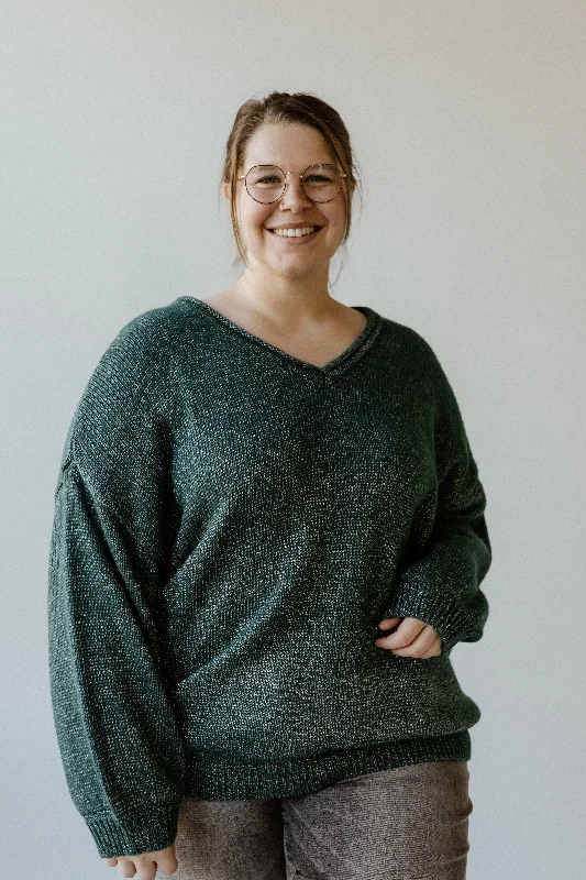 SHIMMERY V-NECK SWEATER IN GLISTENING SPRUCE